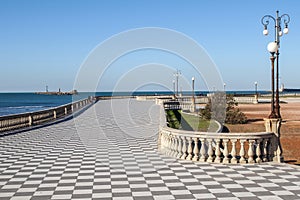 Beautiful view of the famous Terrazza Mascagni on the seafront of Livorno, Tuscany, Italy