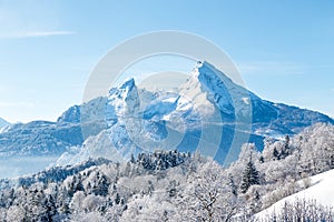 Watzmann mountain in winter, Bavaria, Germany photo
