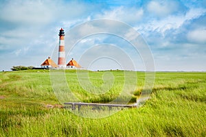 Westerheversand lighthouse, North Sea, Schleswig-Holstein, Germany