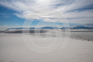 Beautiful view of the famous White Sands National Park in New Mexico, United States on a sunny day