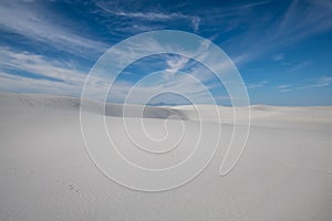 Beautiful view of the famous White Sands National Park in New Mexico, United States on a sunny day