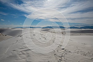 Beautiful view of the famous White Sands National Park in New Mexico, United States on a sunny day