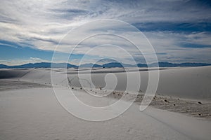 Beautiful view of the famous White Sands National Park in New Mexico, United States on a sunny day