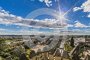 Beautiful view of the gardens of the AlcÃ¡zar de los Reyes Cristianos or AlcÃ¡zar de CÃ³rdoba seen from one of its towers