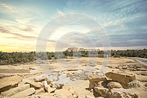 Beautiful view of the Gebel al-Mawta and the city in Siwa Oasis