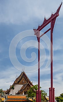 Beautiful view of The Giant Swing temple, a religious structure in Sao Chingcha Subdistrict, Phra Nakhon District, Bangkok, Thaila