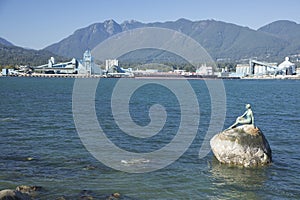 Beautiful view of the Girl in a Wetsuit in Stanley Park in Vancouver