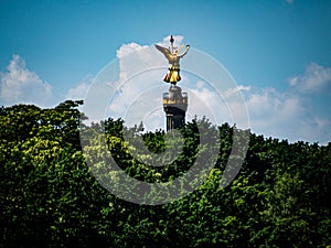 Beautiful view of the golden angel of the Berlin Victory Column