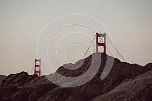 Beautiful view of the Golden Gate Bridge in San Francisco under the cloudy sly