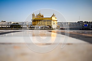 Beautiful view of Golden Temple - Harmandir Sahib in Amritsar, Punjab, India, Famous indian sikh landmark, Golden Temple, the main