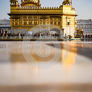 Beautiful view of Golden Temple - Harmandir Sahib in Amritsar, Punjab, India, Famous indian sikh landmark, Golden Temple, the main