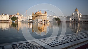 Beautiful view of Golden Temple - Harmandir Sahib in Amritsar, Punjab, India, Famous indian sikh landmark, Golden Temple, the main