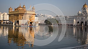 Beautiful view of Golden Temple - Harmandir Sahib in Amritsar, Punjab, India, Famous indian sikh landmark, Golden Temple, the main