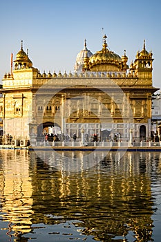 Beautiful view of Golden Temple - Harmandir Sahib in Amritsar, Punjab, India, Famous indian sikh landmark, Golden Temple, the main