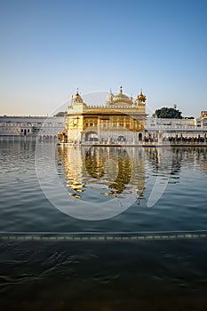 Beautiful view of Golden Temple - Harmandir Sahib in Amritsar, Punjab, India, Famous indian sikh landmark, Golden Temple, the main