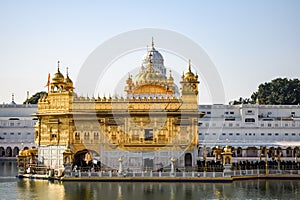 Beautiful view of Golden Temple - Harmandir Sahib in Amritsar, Punjab, India, Famous indian sikh landmark, Golden Temple, the main