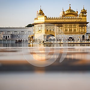Beautiful view of Golden Temple - Harmandir Sahib in Amritsar, Punjab, India, Famous indian sikh landmark, Golden Temple, the main