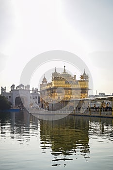 Beautiful view of Golden Temple - Harmandir Sahib in Amritsar, Punjab, India, Famous indian sikh landmark, Golden Temple, the main