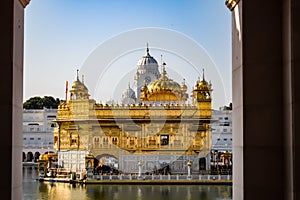 Beautiful view of Golden Temple - Harmandir Sahib in Amritsar, Punjab, India, Famous indian sikh landmark, Golden Temple, the main