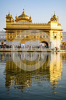 Beautiful view of Golden Temple - Harmandir Sahib in Amritsar, Punjab, India, Famous indian sikh landmark, Golden Temple, the main