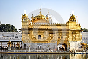 Beautiful view of Golden Temple - Harmandir Sahib in Amritsar, Punjab, India, Famous indian sikh landmark, Golden Temple, the main