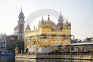 Beautiful view of Golden Temple - Harmandir Sahib in Amritsar, Punjab, India, Famous indian sikh landmark, Golden Temple, the main