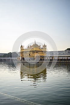 Beautiful view of Golden Temple - Harmandir Sahib in Amritsar, Punjab, India, Famous indian sikh landmark, Golden Temple, the main