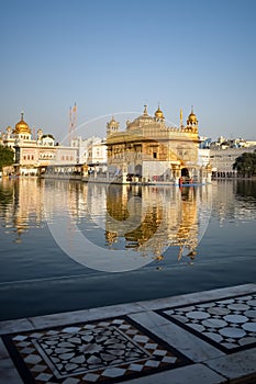 Beautiful view of Golden Temple - Harmandir Sahib in Amritsar, Punjab, India, Famous indian sikh landmark, Golden Temple, the main