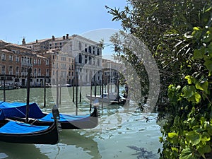 Beautiful view of gondolas on the water, Venice, Italy