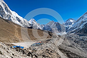 Beautiful view of the Gorak Shep village, Everest Base Camp trek, Nepal