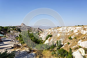 Beautiful view of Goreme National Park and Uchisar village in Cappadocia