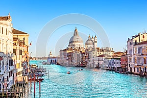 Beautiful view of Grand Canal and Basilica Santa Maria della Salute in Venice, Italy