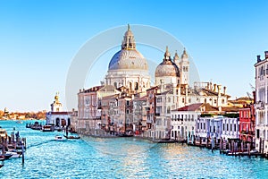 Beautiful view of Grand Canal and Basilica Santa Maria della Salute in Venice, Italy