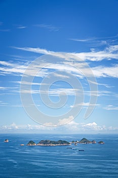Beautiful view of a group of small island, located in Clearwater Bay, Sai Kung, Hong Kong photo