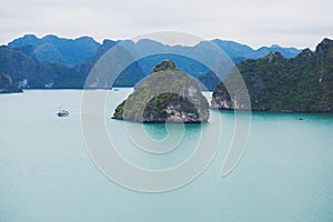 Beautiful view of Halong Bay, Vietnam, scenic view of islands, Southeast Asia