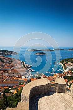 Beautiful view of harbor in Hvar town