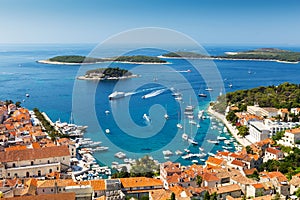 Beautiful view of harbor in Hvar town