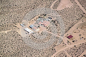 Beautiful view from helikopter down on houses in Grand Canyon.