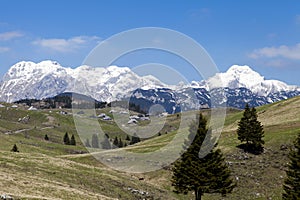 Beautiful view on herdsman village, tableland Velika planina Slovenia