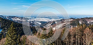 Beautiful view from hiking trail bellow Veterne hill in winter Mala Fatra mountains in Slovakia