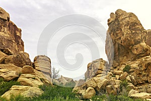 Beautiful view from the hiking trail in Joshua Tree National Park, California, USA.