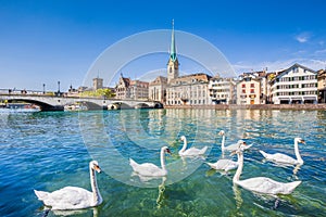 Historic city of Zurich with river Limmat, Switzerland