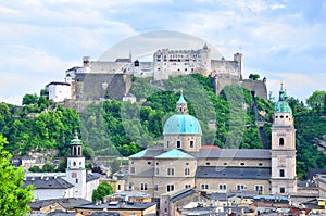 Beautiful view of the Hohensalzburg Castle of Salzburg