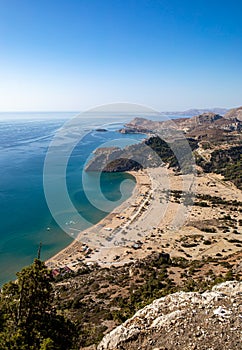 Beautiful view from holy monastery of panagia tsambika kyra psili, Rhodos island, day time