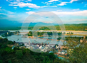 Beautiful view of Holy Town Haridwar from the mountain top.