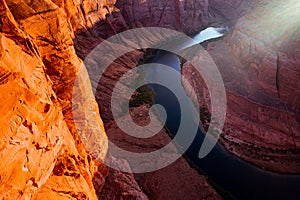 Beautiful view at Horseshoe Bend on Colorado River in Glen Canyon Arizona