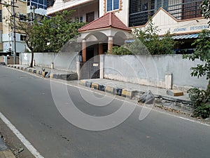 Beautiful view House Building Entrance Arch view from the Road or Front view of home Arch