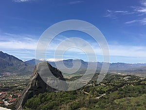 Beautiful view of huge rocks in Meteora in Trikala, Greece