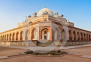 Beautiful view of Humayun`s Tomb is the tomb of the Mughal Emperor Humayun and the first garden-tomb on the Indian, It inspired c