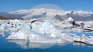 View of icebergs in glacier lagoon, Iceland